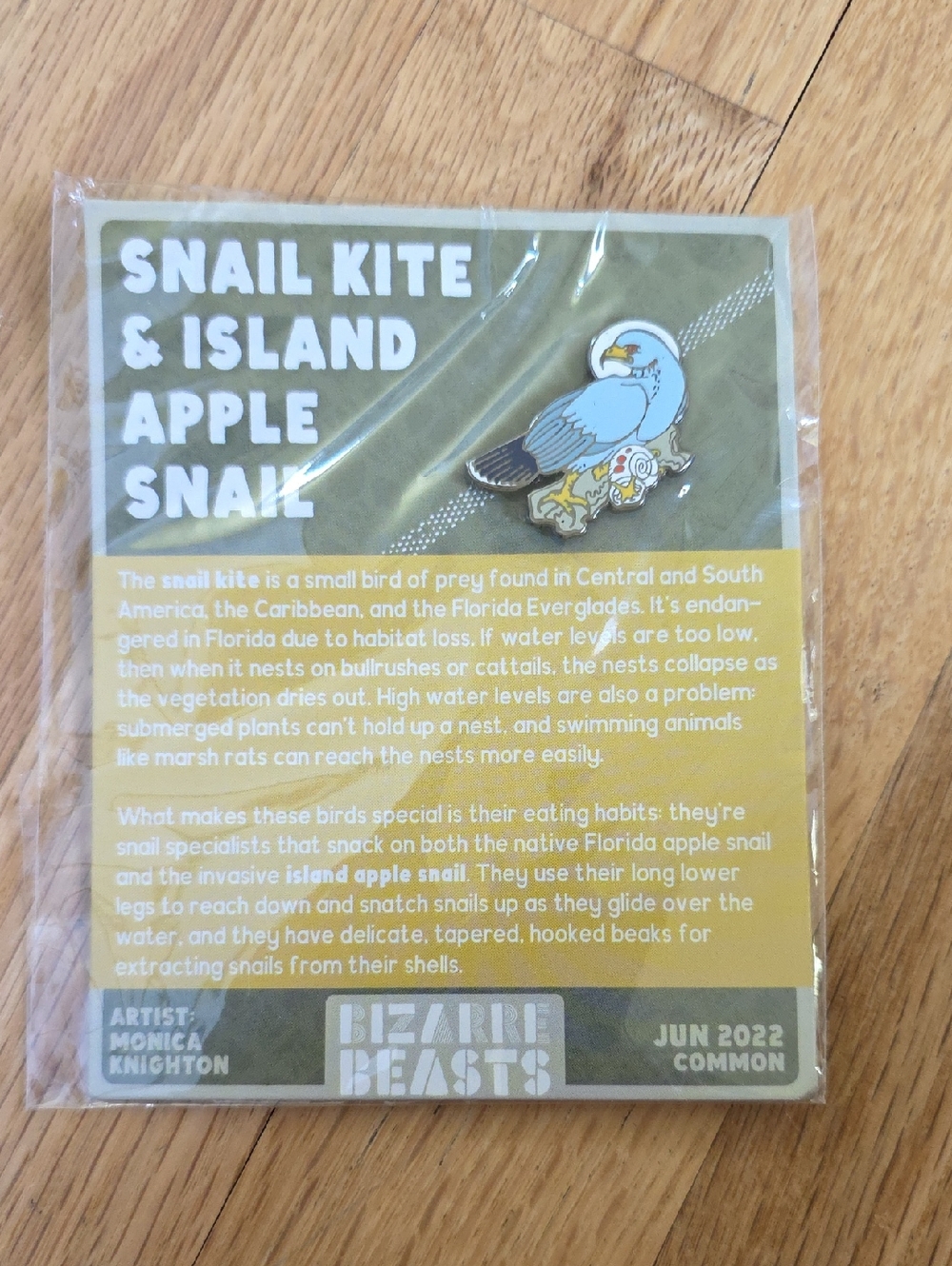 Bizarre Beasts Enamel Pin Common June 2022 Snail Kite & Island Apple Snails